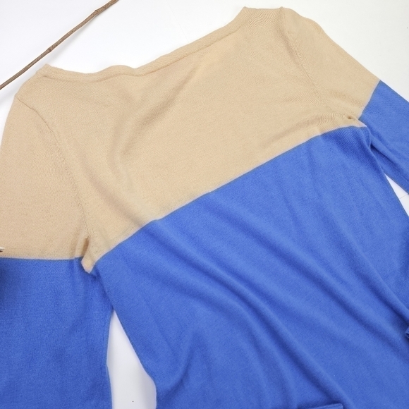 Lilly Pulitzer Tan Blue Wool Viscose Sweater Sz M - Picture 6 of 12